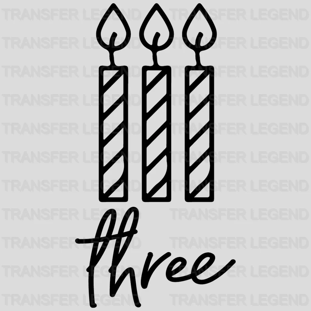 Three Candle 3th Birthday  - Birthday Girl - Baby girl gift Youth Design - DTF heat transfer - transferlegend