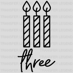 Three Candle 3th Birthday  - Birthday Girl - Baby girl gift Youth Design - DTF heat transfer - transferlegend