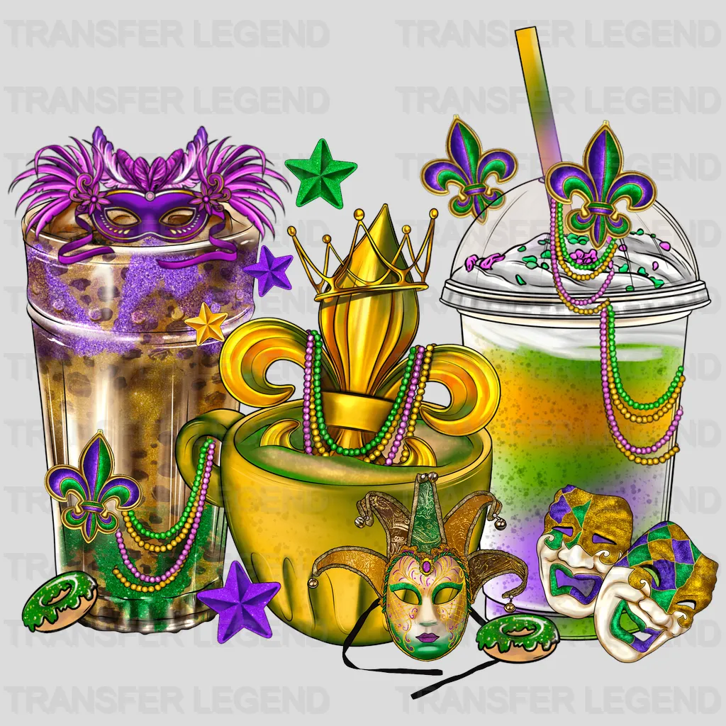 Cup Of Mardi Gras Design- Mardi Gras DTF heat transfer - transferlegend