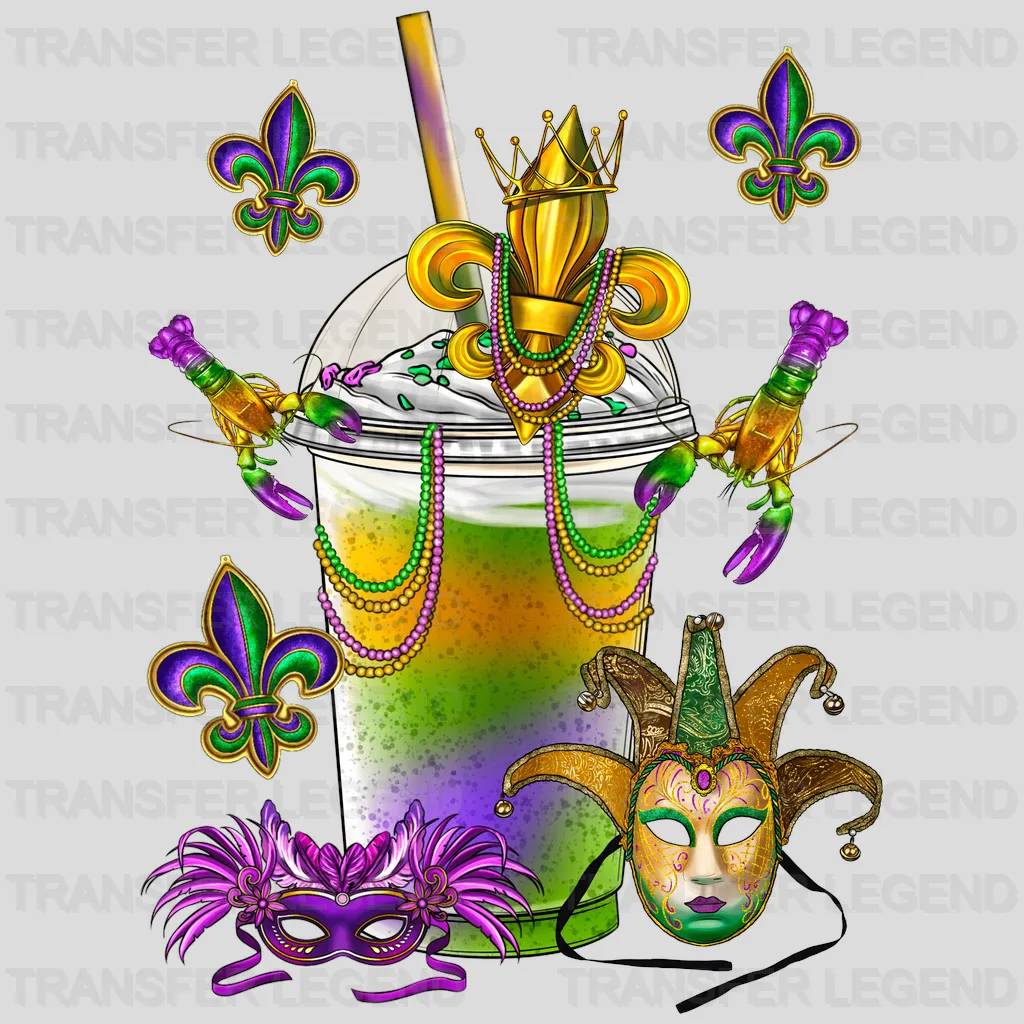 Milkshake Mardi Gras Design- Mardi Gras DTF heat transfer - transferlegend