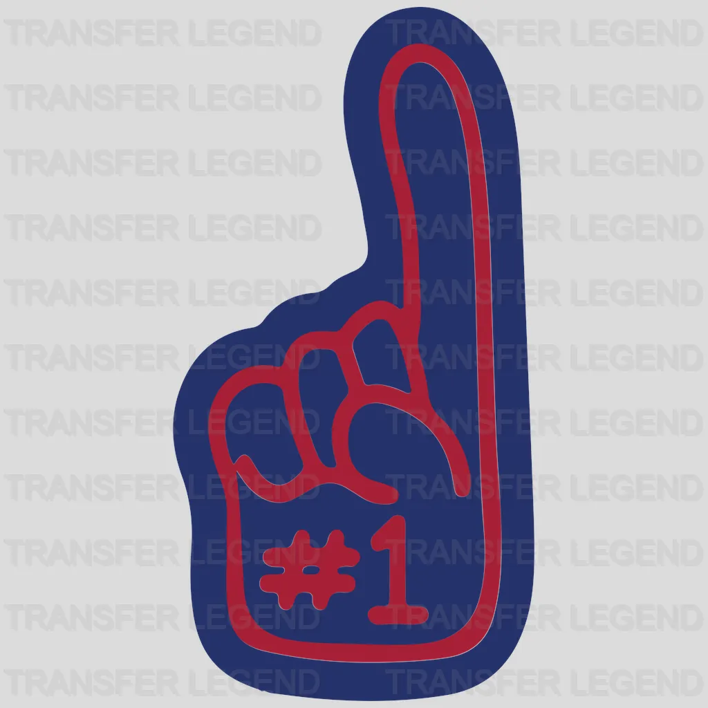 New York Giants foam finger “#1” outline with logo, NFL design - DTF Heat Transfer
