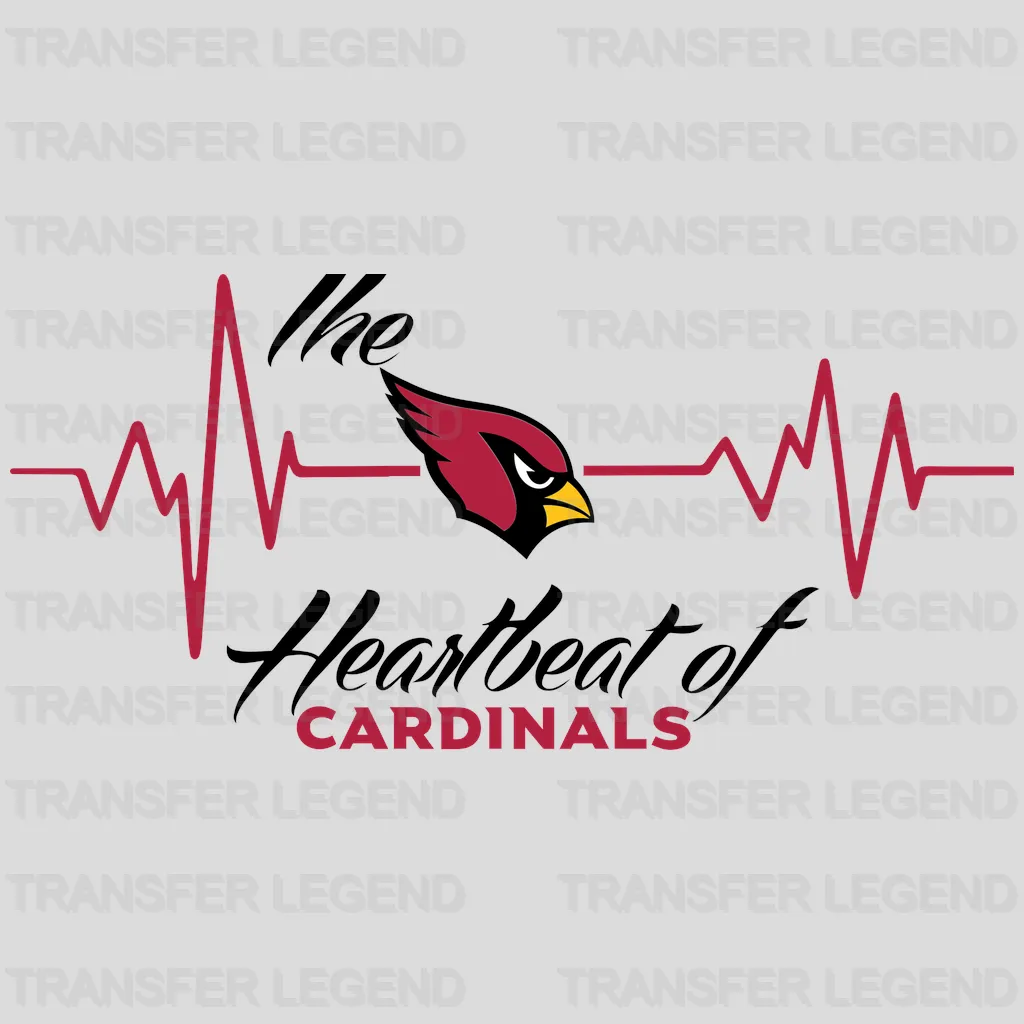 Arizona Cardinals Heartbeat Line Emblem NFL Design - DTF Heat Transfer