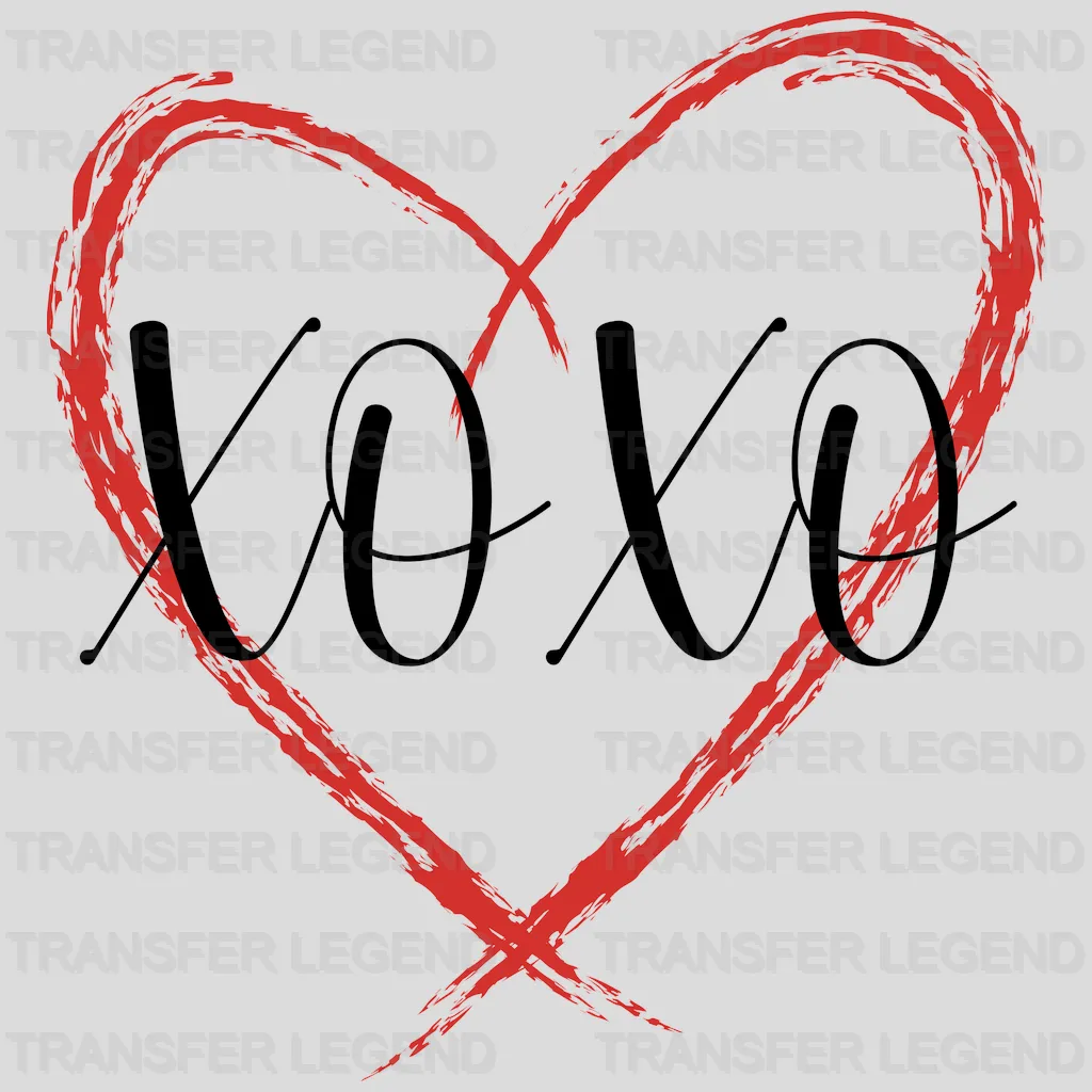 XOXO Scratch Heart Valentines Day Design - DTF heat transfer - transferlegend