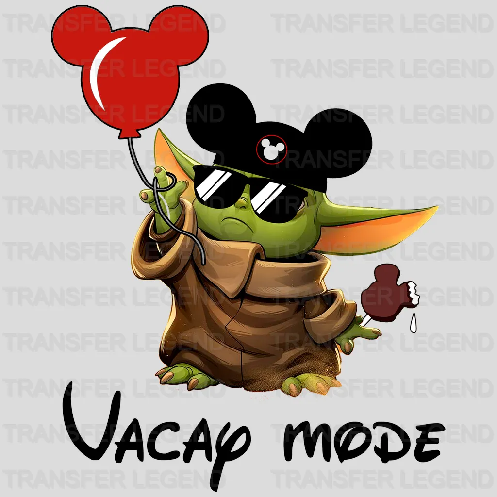 Baby Yoda with Disney Balloon Vacay Mode Design - DTF heat transfer - transferlegend