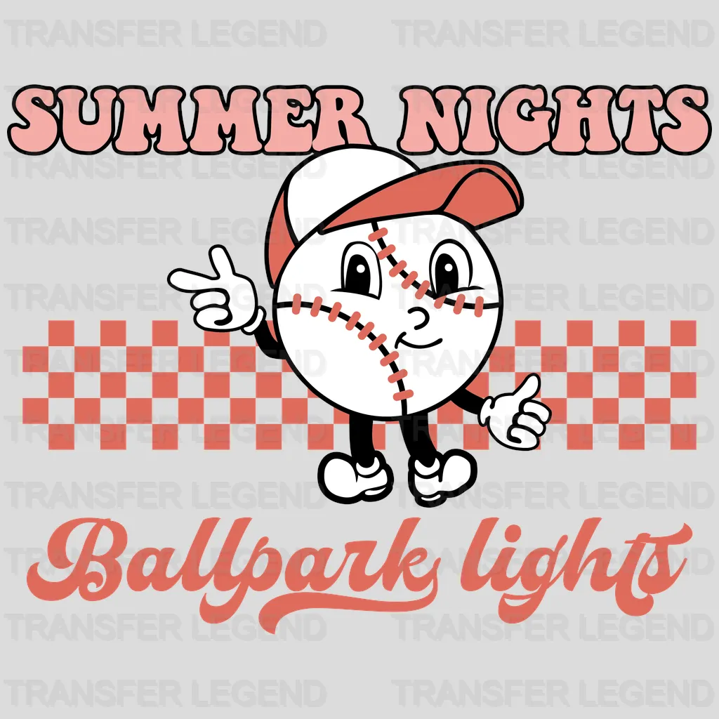 Summer Nights Ballpark Lights  DTF Transfer - transferlegend