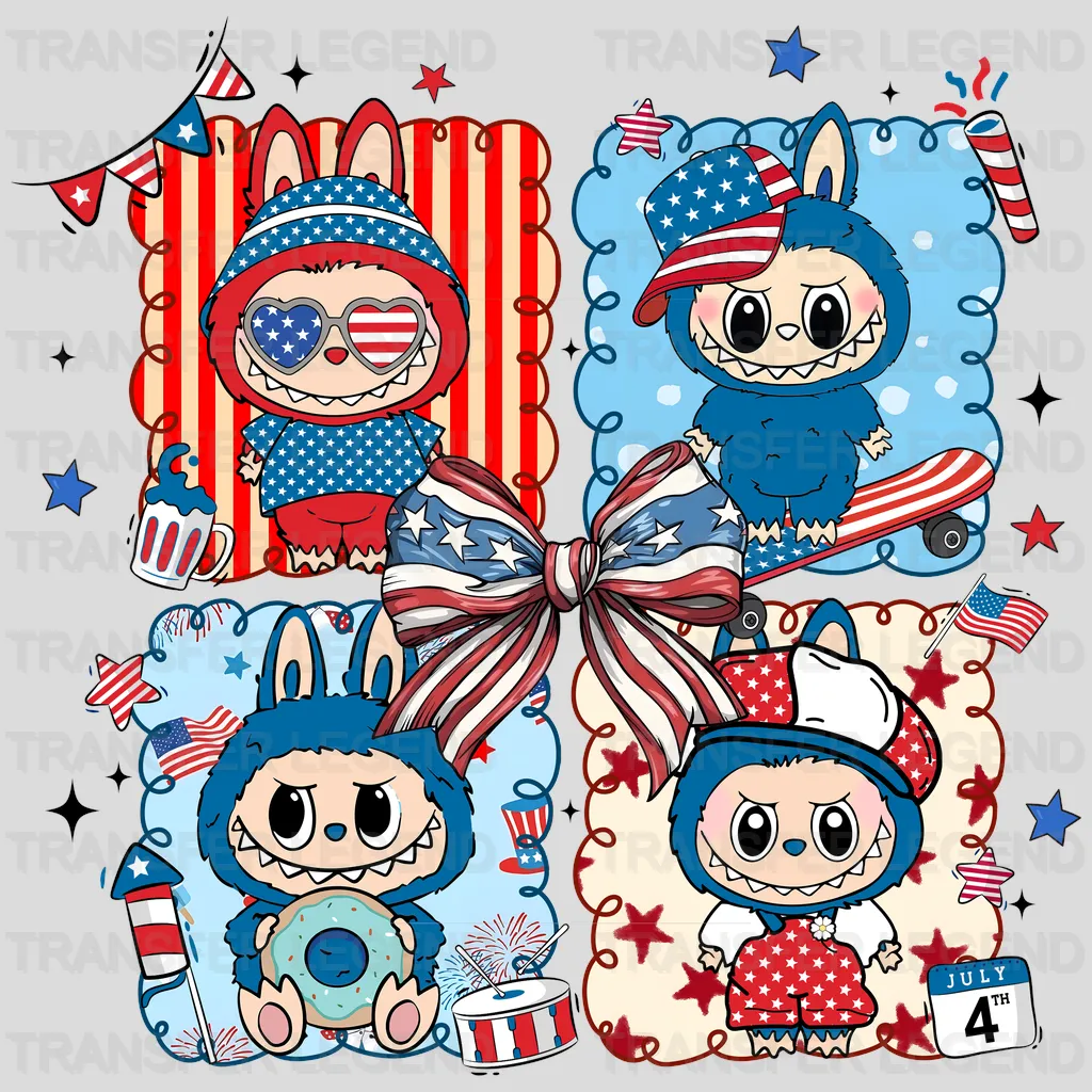 July 4 th Labubu Design - DTF Heat Transfers