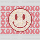 XOXO Leopard Smiley Face Valentines Day Design - DTF heat transfer - transferlegend