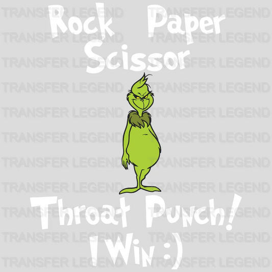 Rock Paper Scissor Throat Punch I Win Grinch Design, Christmas Design, Dtf Heat Transfer - transferlegend