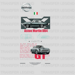 Aston Martin DB4 1960 Zaagato Cars Design - DTF Heat Transfer - transferlegend