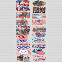 4th Of July - Premade Gang sheet - 20 PCS 10 INCH - transferlegend