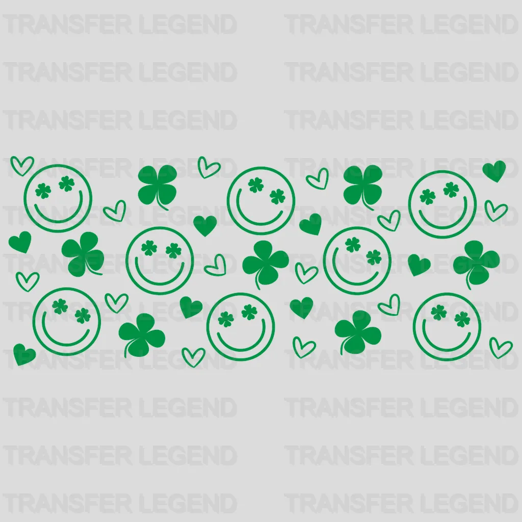 Smiley Four Leaf Clover UV DTF Transfer Cup Wrap UV DTF Sticker - transferlegend