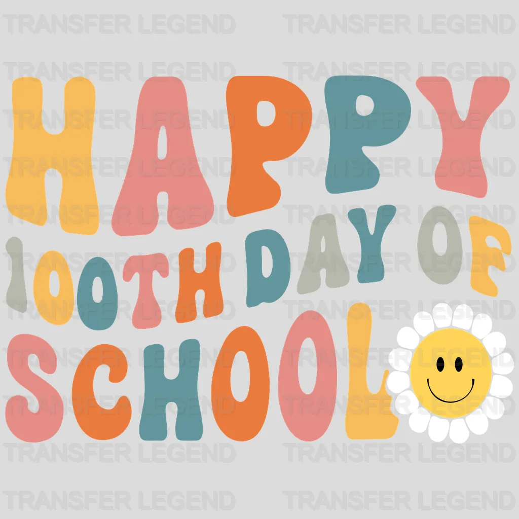 Colorful Happy 100th Day Of School - DTF heat transfer - transferlegend