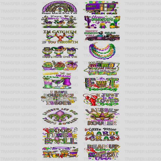 Mardi Gras Premade Gang sheet - 20 PCS 10 INCH - transferlegend