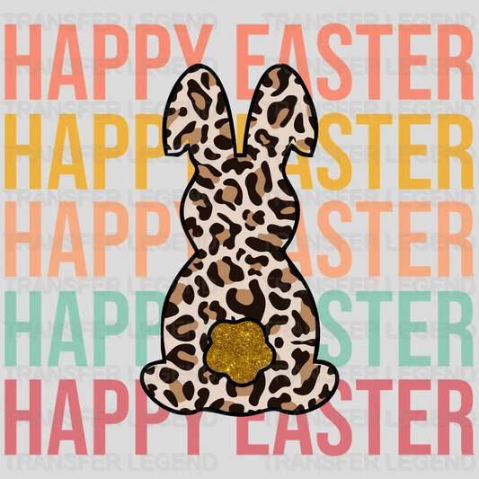 Leopard Bunny Stack Happy Easter Design - DTF heat transfer - transferlegend