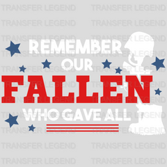 Remember Our Fallen- Memorial Day DTF Transfer - transferlegend