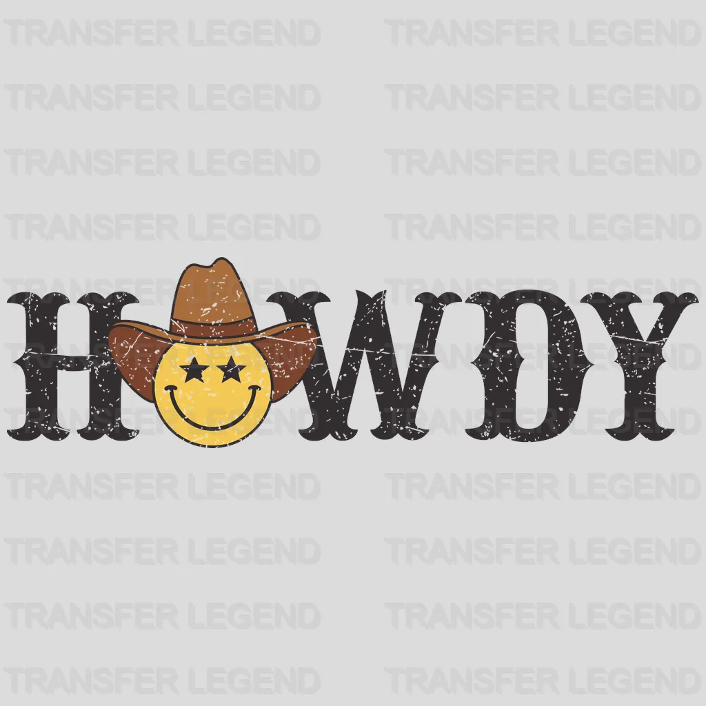 Howdy Hat Smiley Face Design - DTF heat transfer - transferlegend