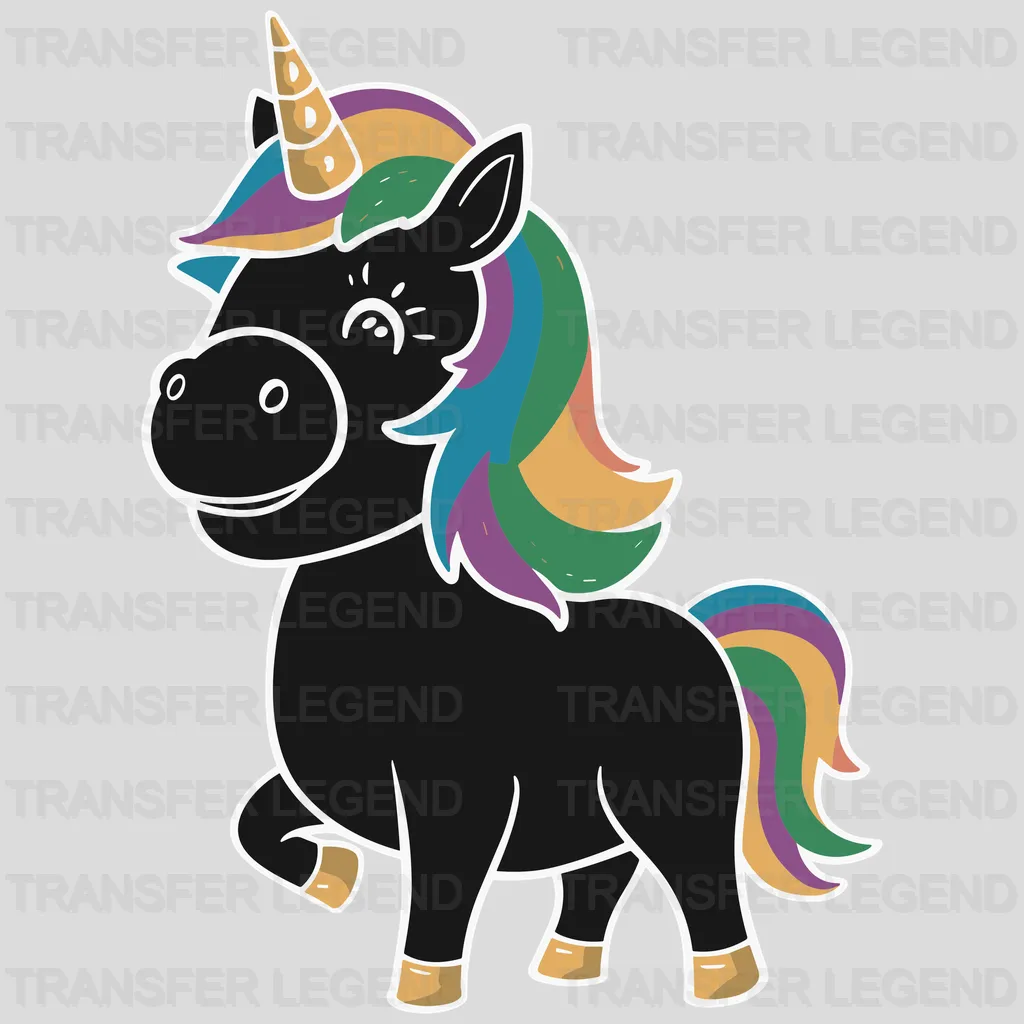 Black Unicorn Design - DTF Heat Transfers - transferlegend