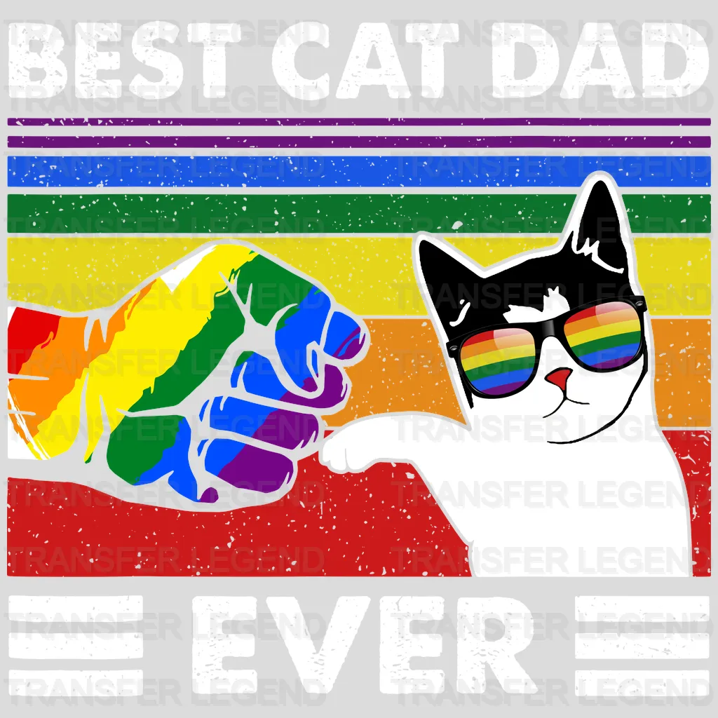 Best Cat Dad Ever Rainbow Design - DTF heat transfer - transferlegend