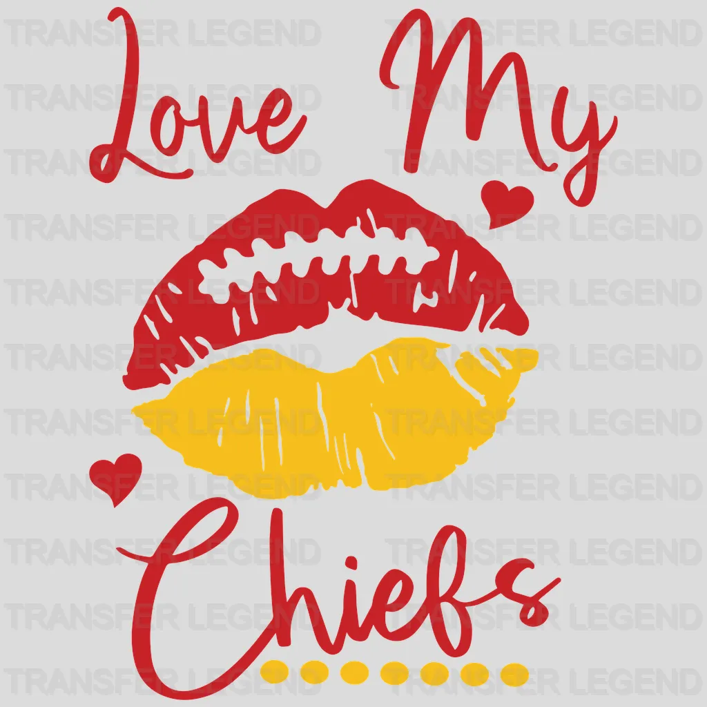 Kansas City Chiefs Love My Chiefs Lips Graphic NFL Design - DTF Heat Transfer