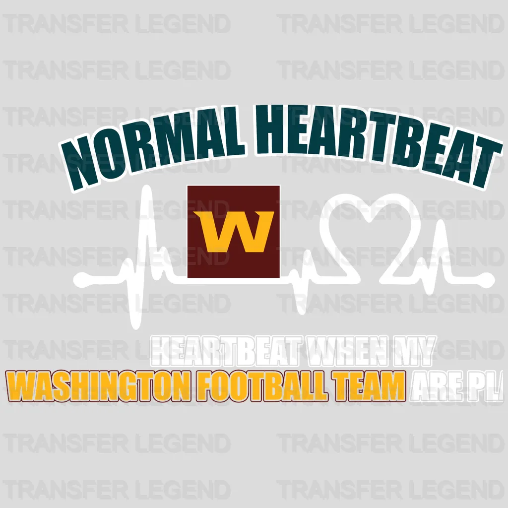 Washington Football Team Heartbeat Fan Meter Graphic NFL Design - DTF Heat Transfer