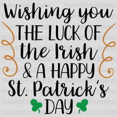 Luck Of Irish & Happy St. Patrick's Day Design - DTF heat transfer - transferlegend