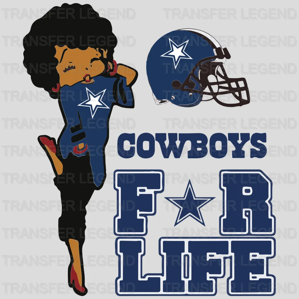 Dallas Cowboys For Life Vertical Wordmark NFL Design - DTF Heat Transfer