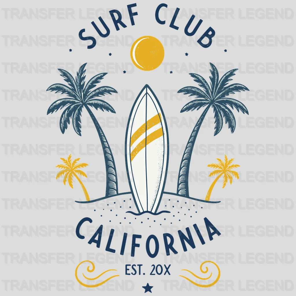 Club California Surfing Design - DTF Heat Transfers - transferlegend