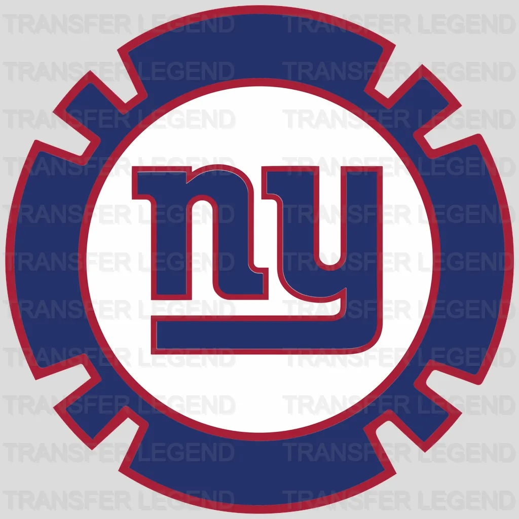 New York Giants cog‑style circle with “NY” inside, NFL design - DTF Heat Transfer