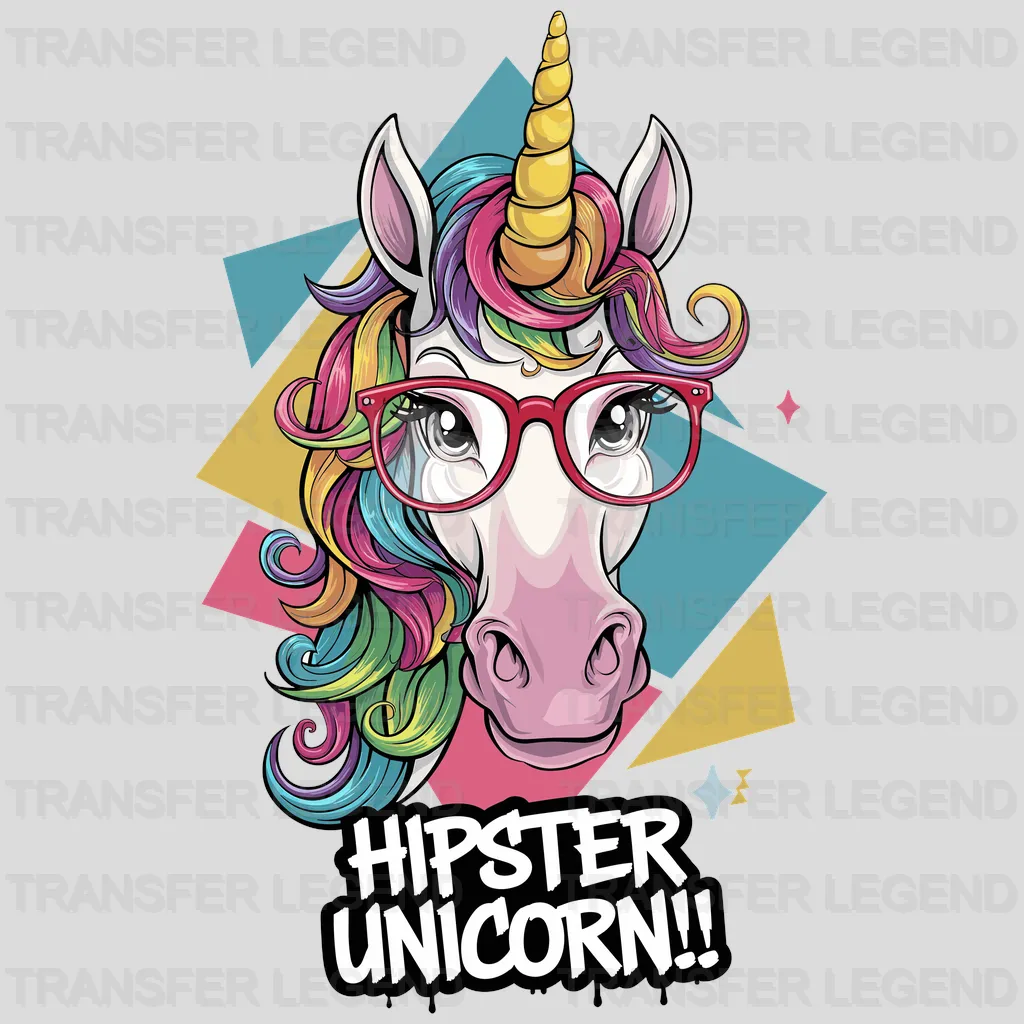 Hipster Unicorn Design - DTF Heat Transfers - transferlegend