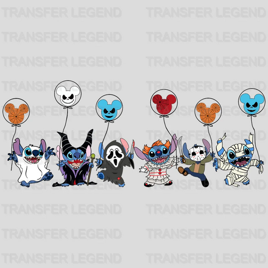 Stitch Pennywise - Jason Voorhees - Scream With Head Balloons Horror Movie Characters  Design - DTF heat transfer - transferlegend