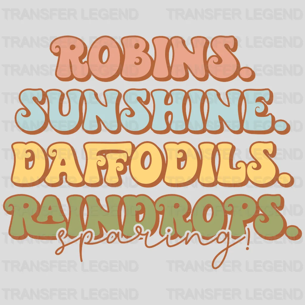 Robins. Sunshine. Daffodils. Raindrops. Sparing. Easter Design - DTF heat transfer - transferlegend