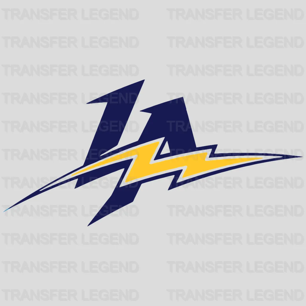 Los Angeles Chargers Diagonal LA Lightning Monogram NFL Design - DTF Heat Transfer