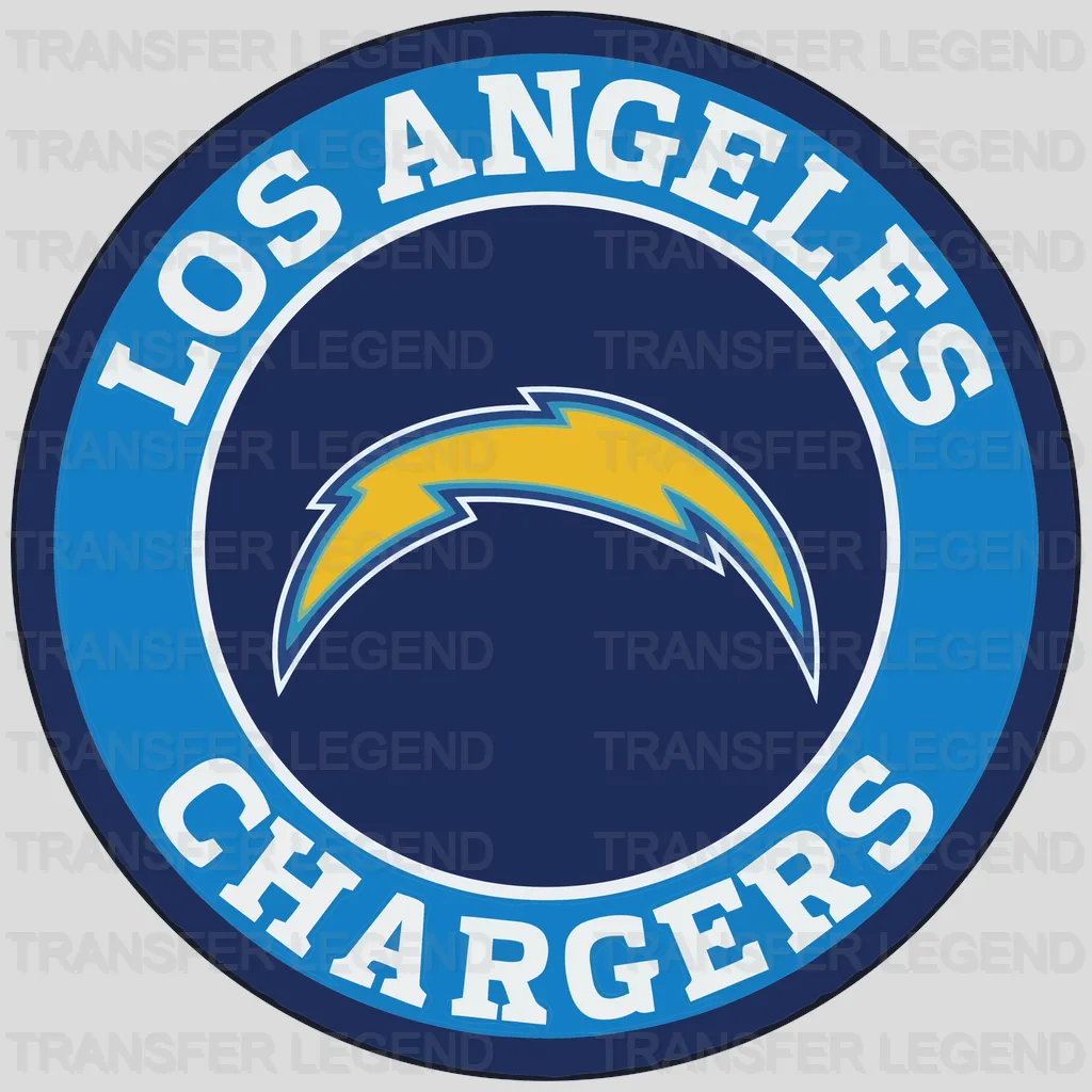 Los Angeles Chargers Circular Ring Badge with Bolt NFL Design - DTF Heat Transfer