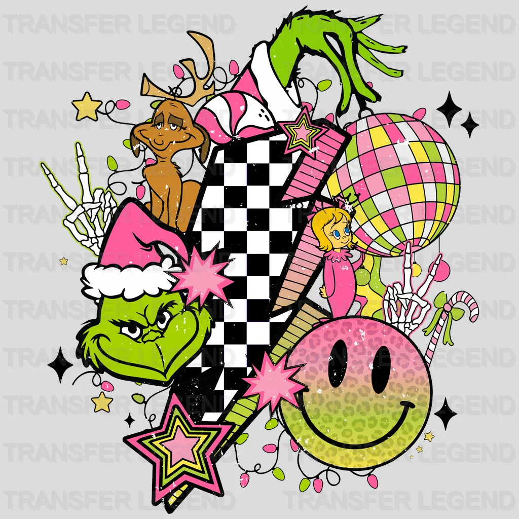 GRINCH SMILEY Christmas Design - DTF heat transfer - transferlegend