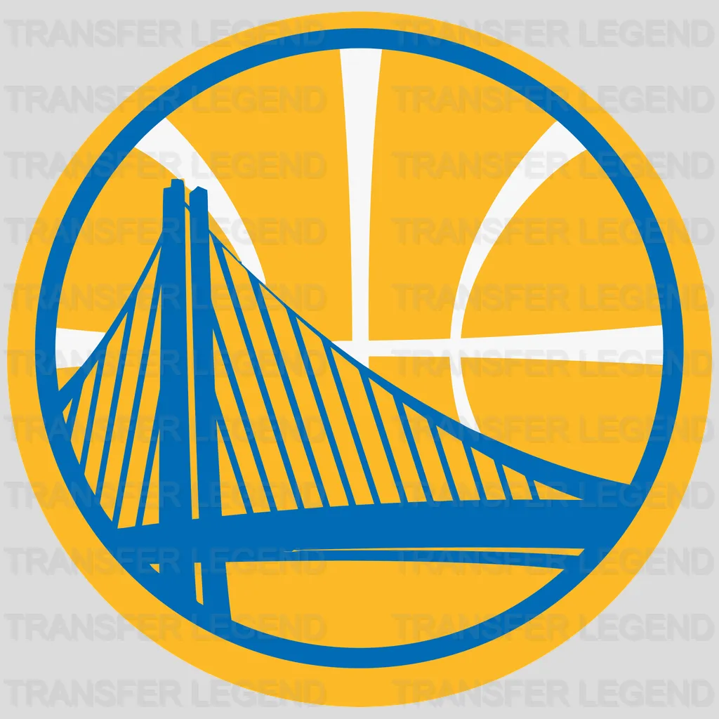 Golden State Warriors Basketball Roundel (Yellow/Blue) NBA Design - DTF Heat Transfer