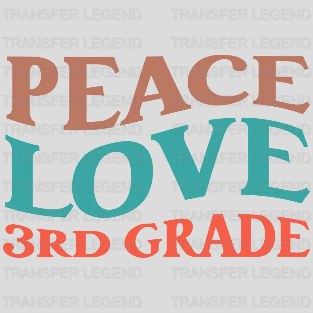 Peach Love 3rd Grade Teacher Design - DTF heat transfer - transferlegend