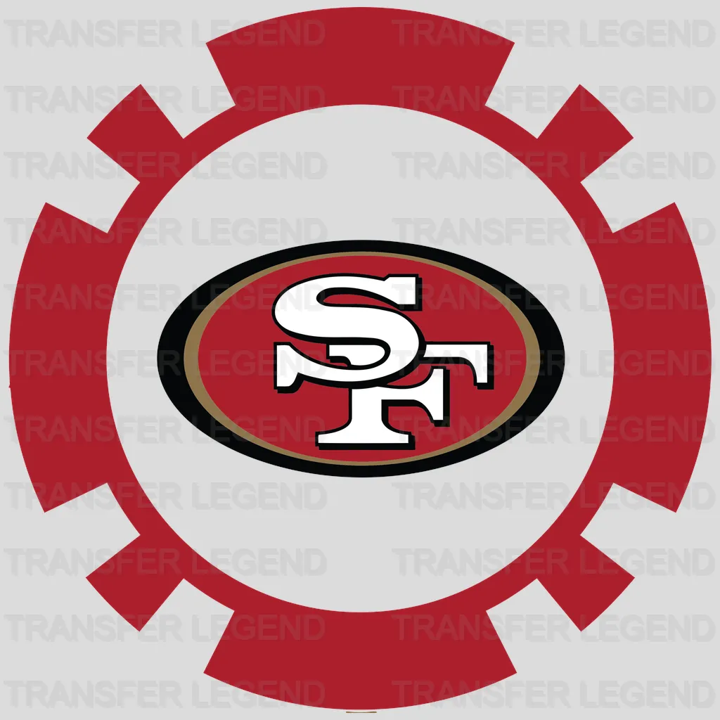 San Francisco 49ers Gear-Cog Badge with SF Oval NFL Design - DTF Heat Transfer