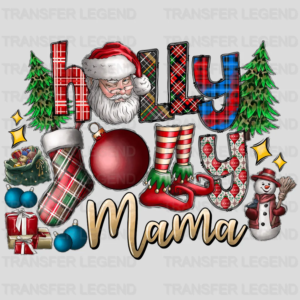 HOLLY JOLLY MAMA Christmas Design - DTF heat transfer - transferlegend