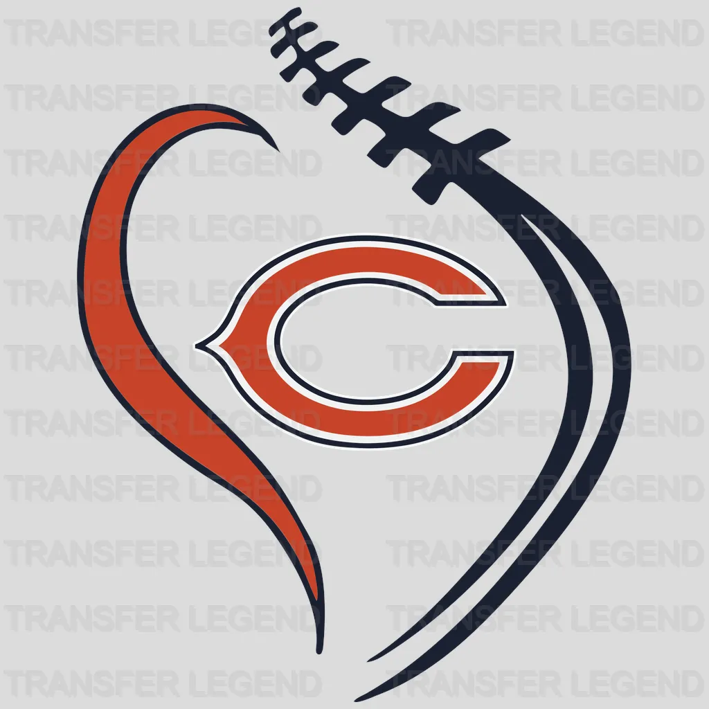 Chicago Bears Heart Swirl C‑Logo NFL Design - DTF Heat Transfer