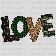 Gold and Black LOVE Text St. Patrick's Day Design - DTF heat transfer - transferlegend