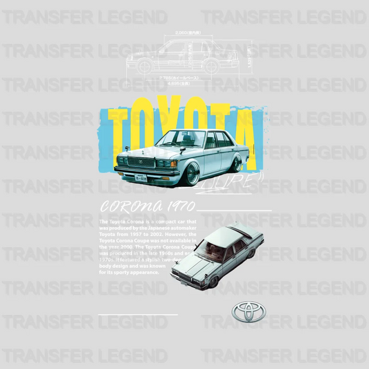 Toyota Corona 1970 Cars Design - DTF Heat Transfer - transferlegend