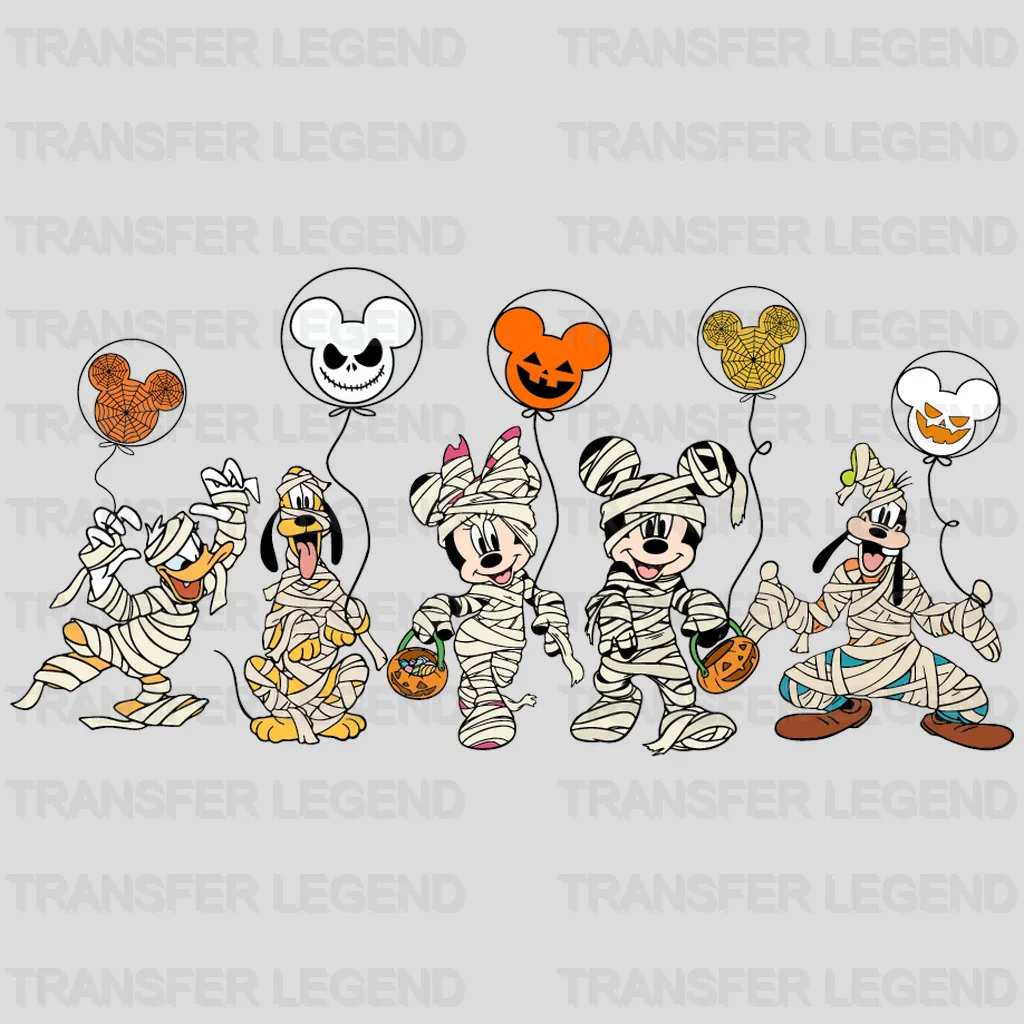 Mummy Mickey And Friends With Balloons Halloween Design - DTF heat transfer - transferlegend