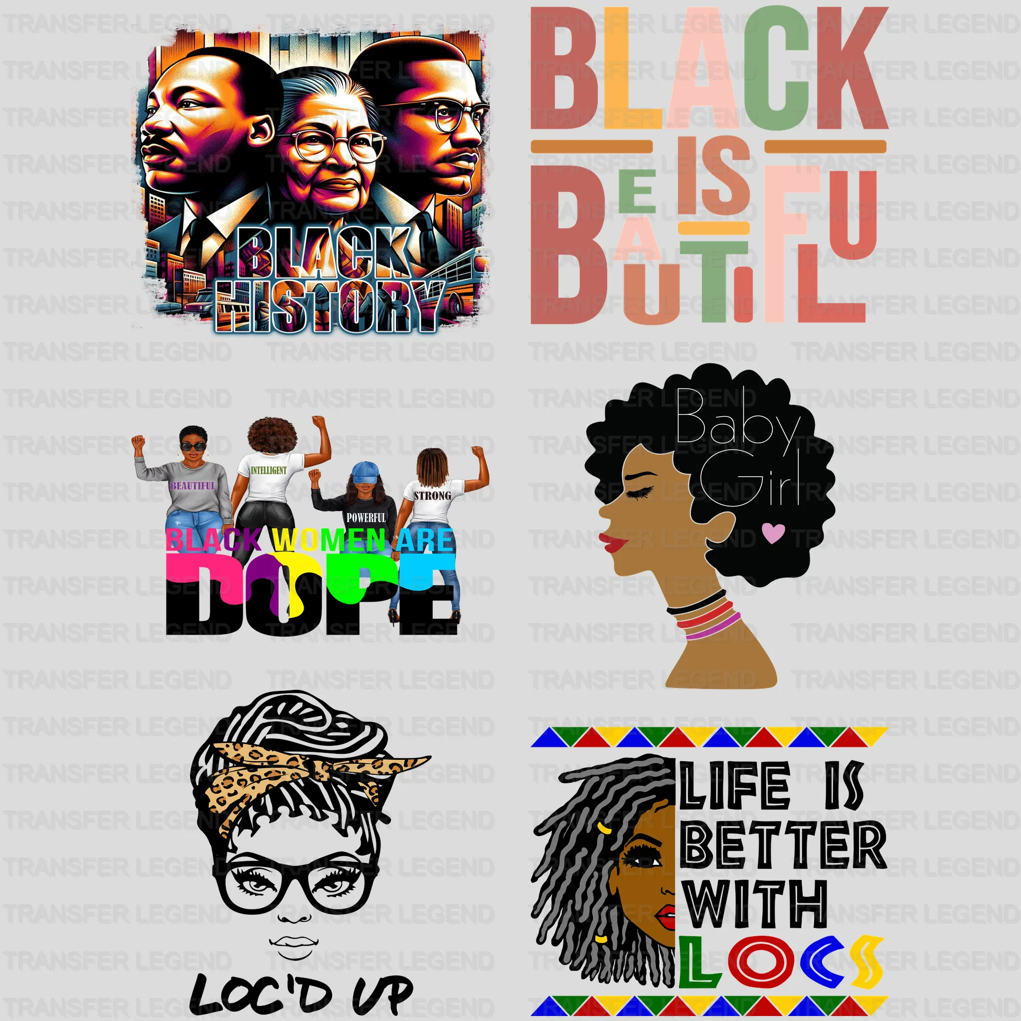 Black History Month-BLM Premade Gang sheet - 6 PCS 10 INCH - transferlegend