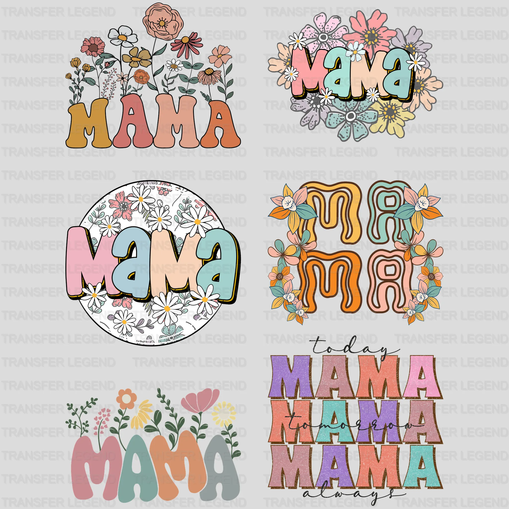 Mother's Day -Premade Gang sheet - 6 PCS 10 INCH - transferlegend