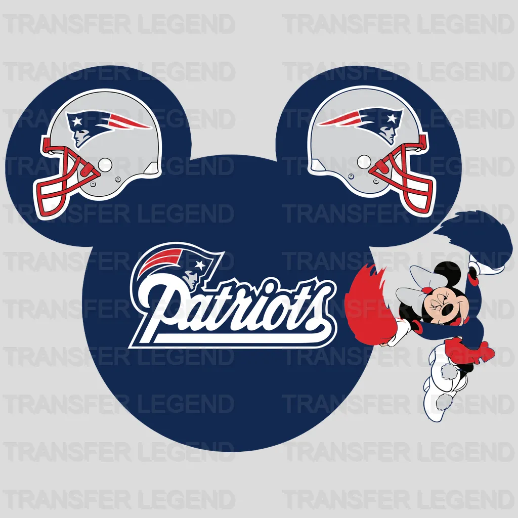 New England Patriots multiple helmet icons and script combo, NFL design - DTF Heat Transfer