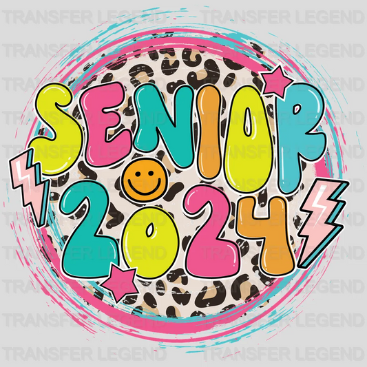 Senior 2024 Smiley Leopard Design - Graduation DTF Transfer - transferlegend