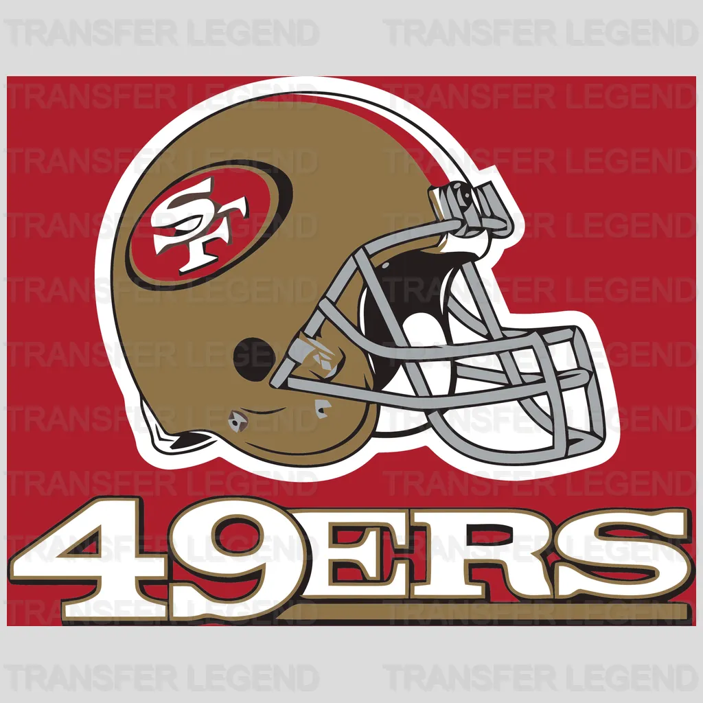 San Francisco 49ers Helmet Profile with 49ERS Wordmark NFL Design - DTF Heat Transfer