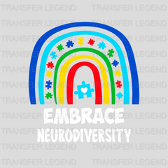 Embrace Neurodiversity Rainbow Autism Awareness Design - DTF heat transfer - transferlegend