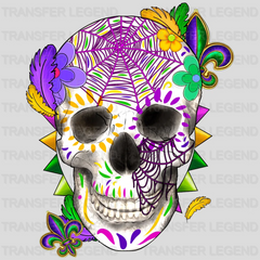 Skull Mardi Gras Design- Mardi Gras DTF heat transfer - transferlegend