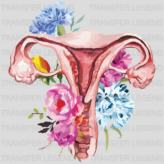 Watercolor Floral Uterus Design - DTF heat transfer - transferlegend